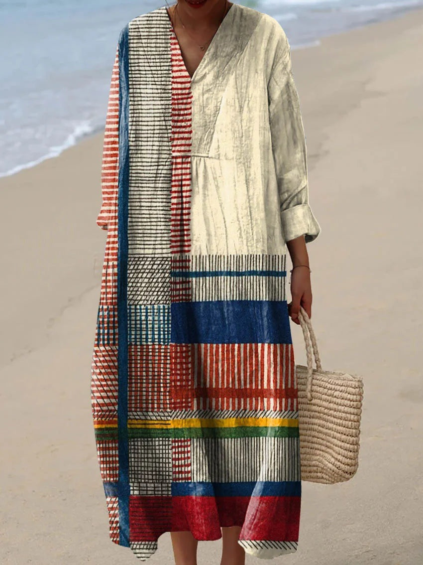Womens 3D Print Loose Fit Long Dress