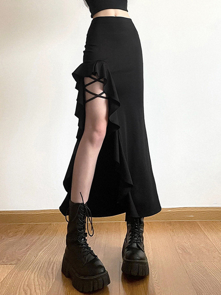 Womens A-Line Bodycon Midi Skirt
