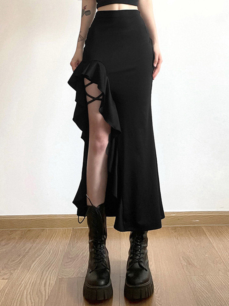 Womens A-Line Bodycon Midi Skirt