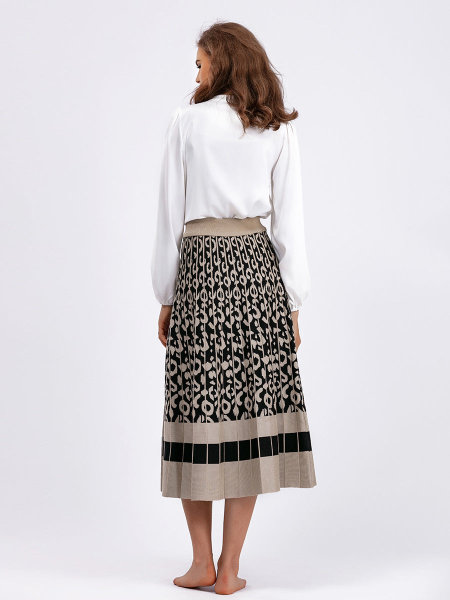Womens A-Line Pleated Knitted Skirt
