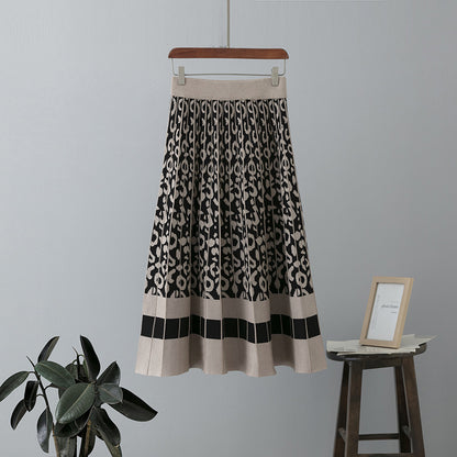 Womens A-Line Pleated Knitted Skirt