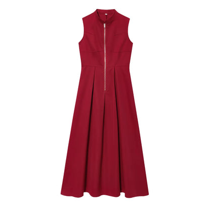 Womens A-Line Sleeveless Midi Dress
