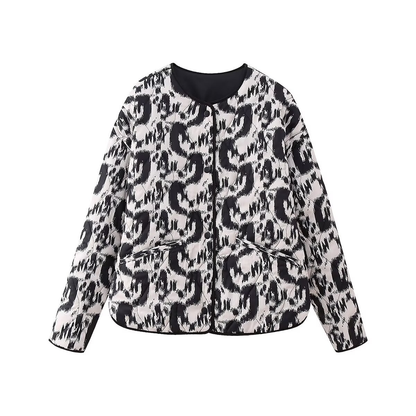 Womens Animal Print Cotton-padded jacket