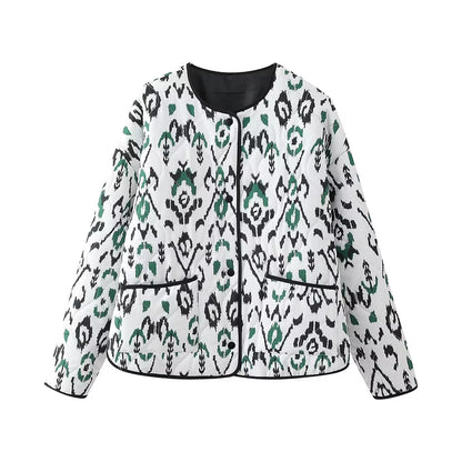 Womens Animal Print Cotton-padded jacket