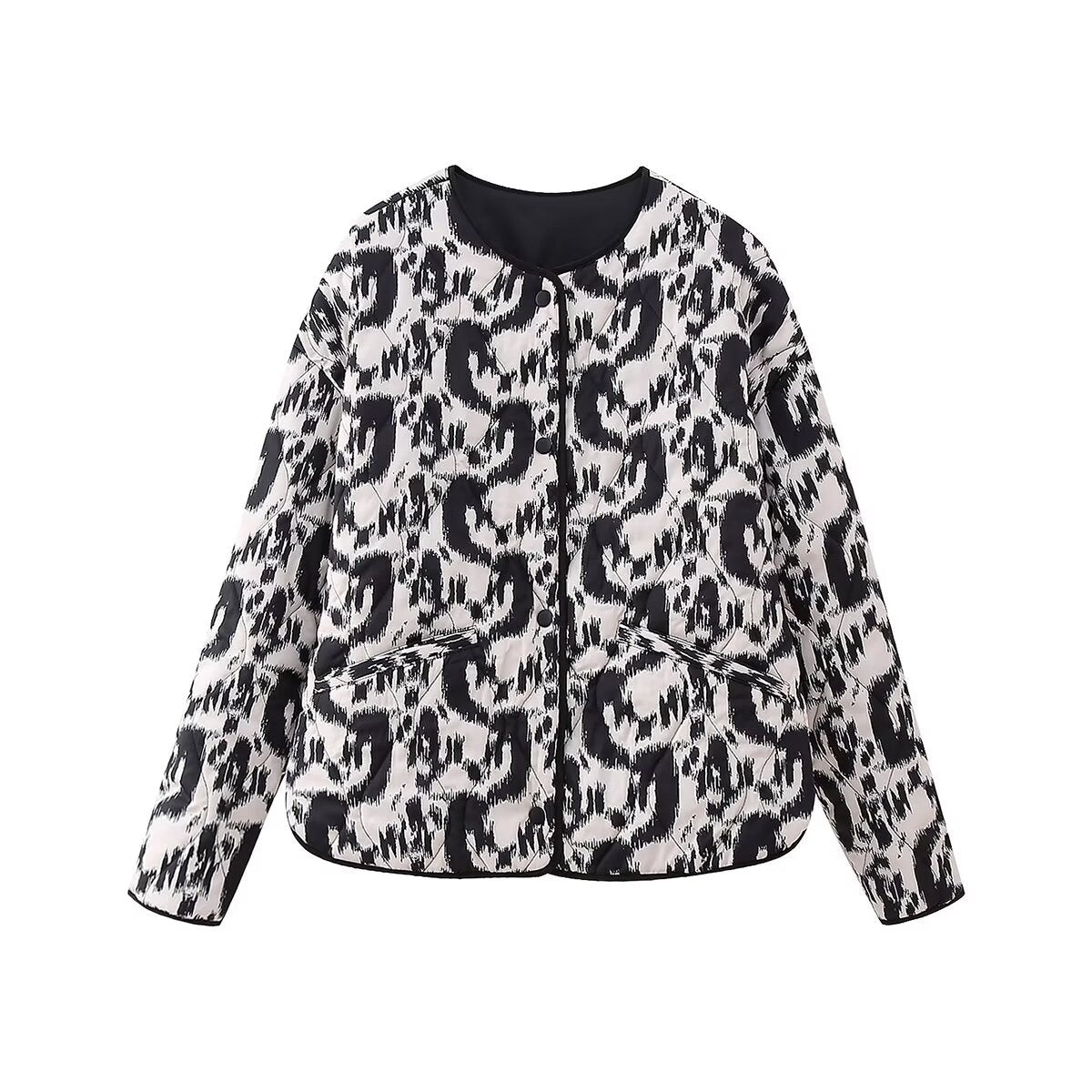 Womens Animal Print Cotton-padded jacket