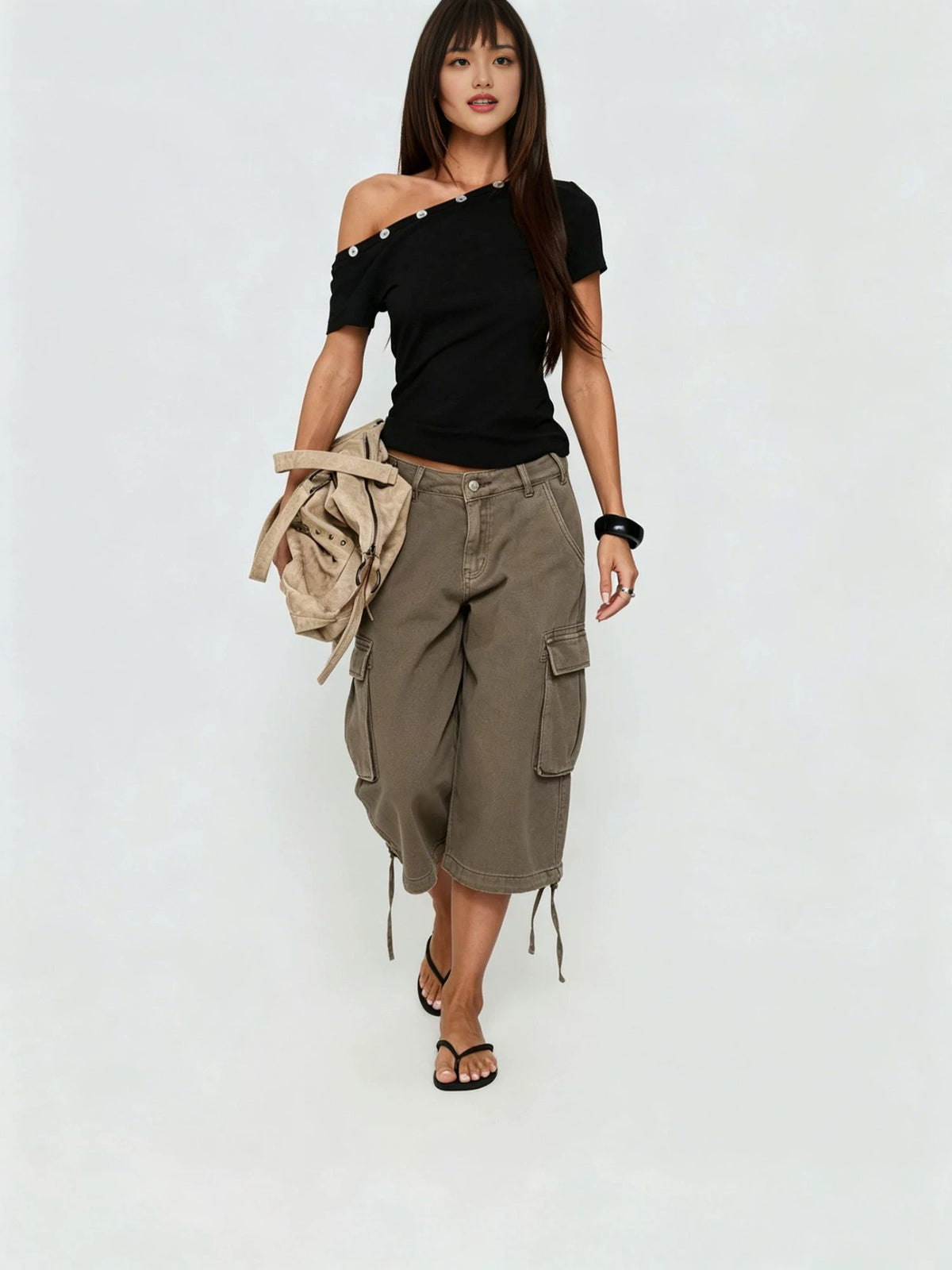 Womens Asymmetric One Shoulder Blouse