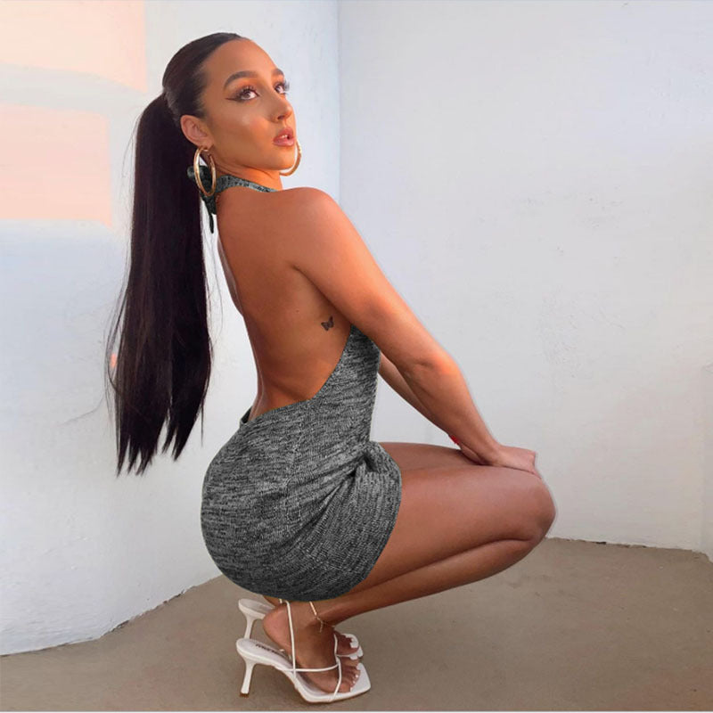 Womens Backless Bodycon Sweater Dress