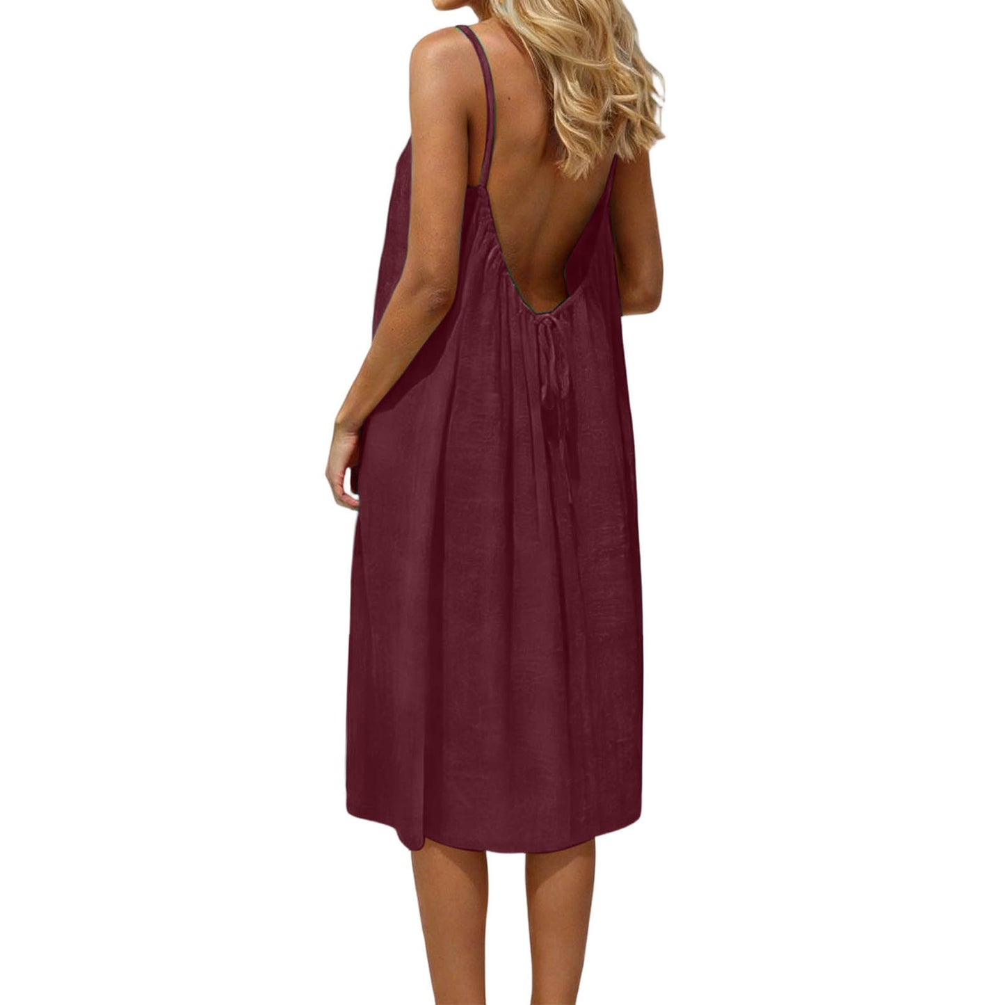 Womens Backless Cotton Dress