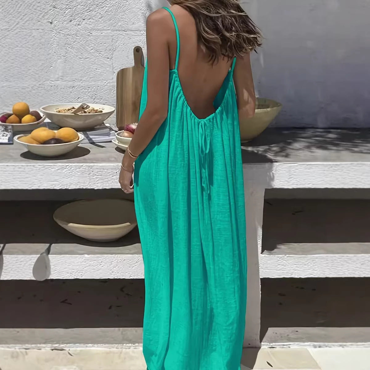 Womens Backless Loose Dress