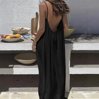 Womens Backless Loose Dress
