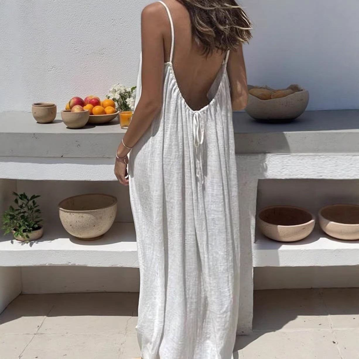 Womens Backless Loose Dress