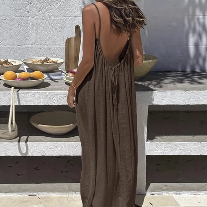 Womens Backless Loose Dress