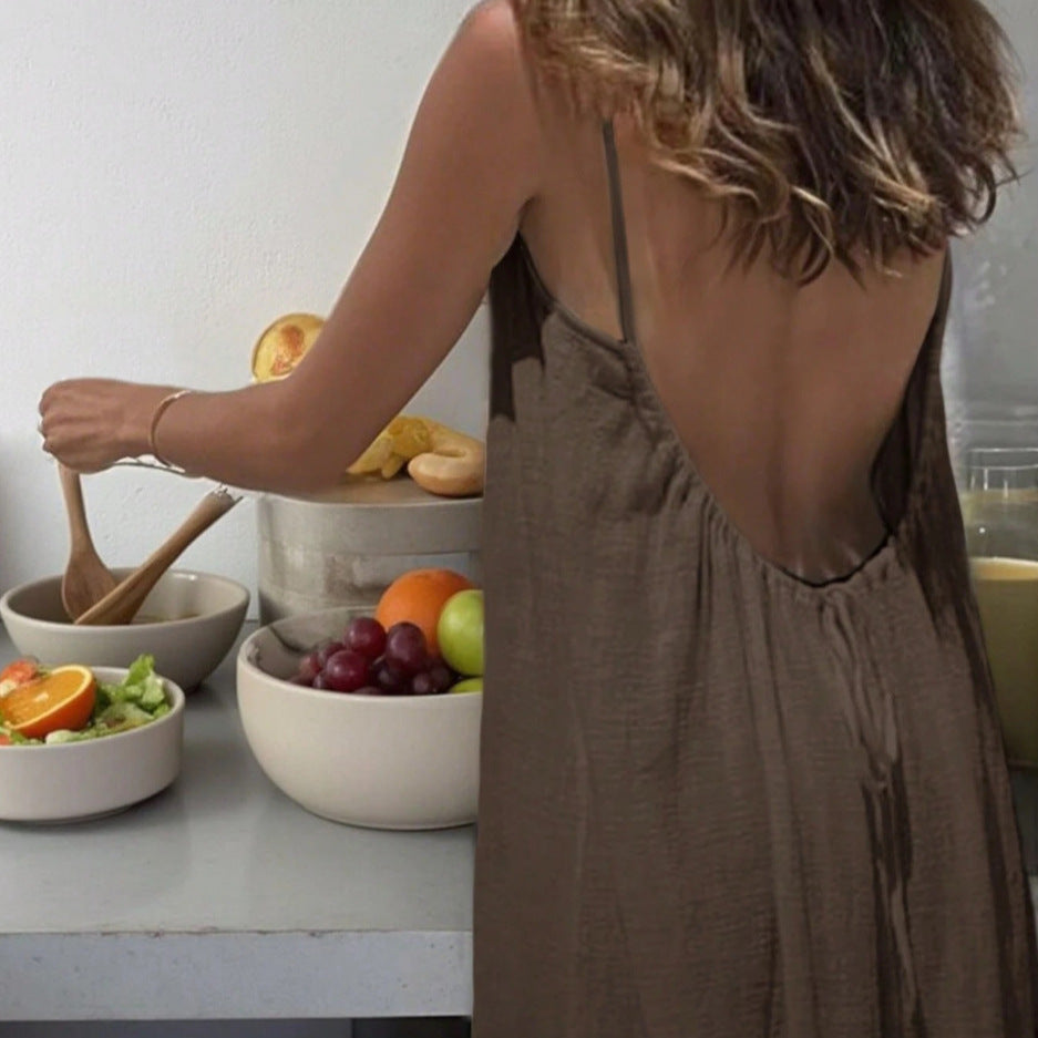 Womens Backless Loungewear Dress