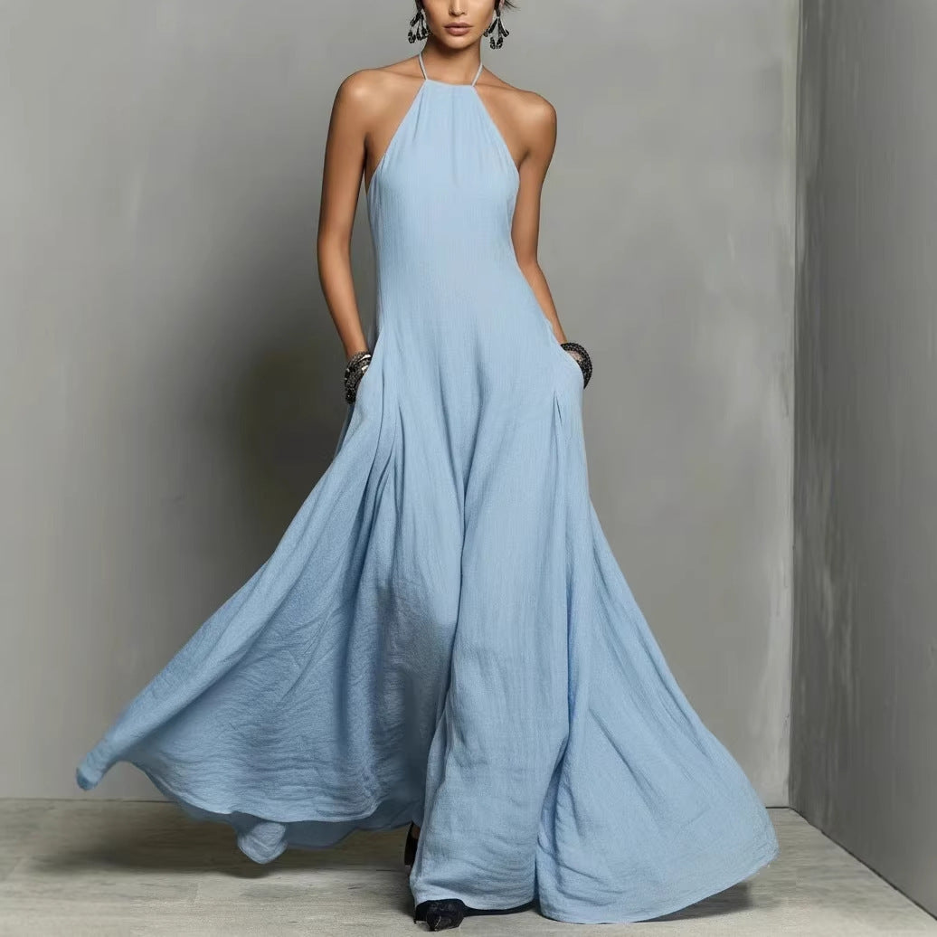Womens Backless Sleeveless Long Dress