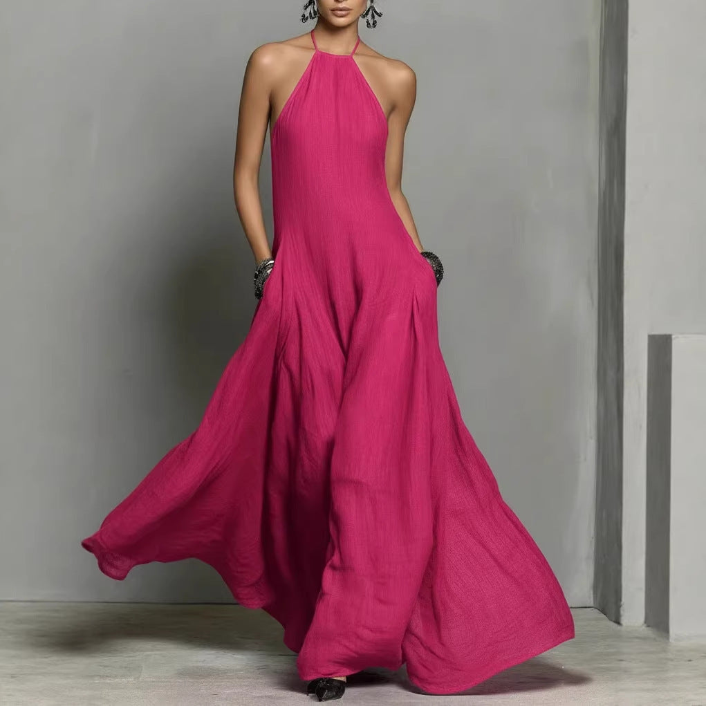 Womens Backless Sleeveless Long Dress