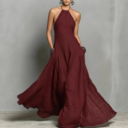 Womens Backless Sleeveless Long Dress
