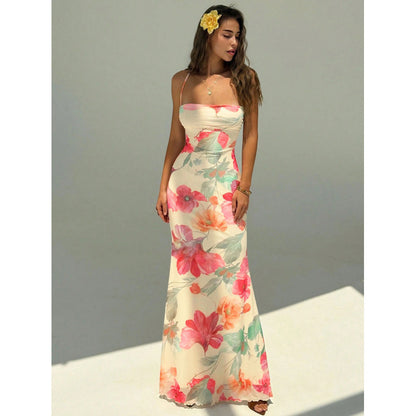 Womens Backless Strappy Fishtail Long Dress