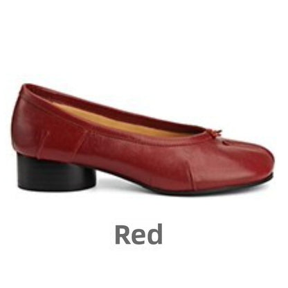 Womens Ballet Flats Buckle Closure Thick Heel Shoes