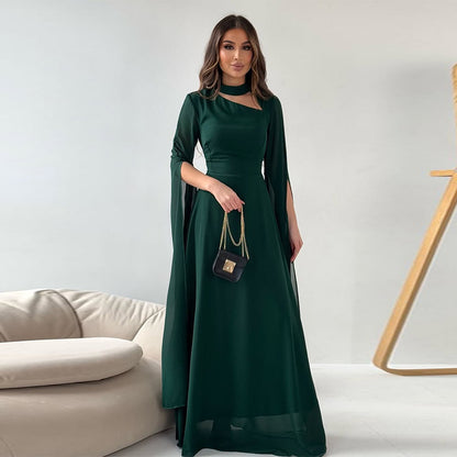 Womens Bat Sleeve Slim Fit Solid Color Dress