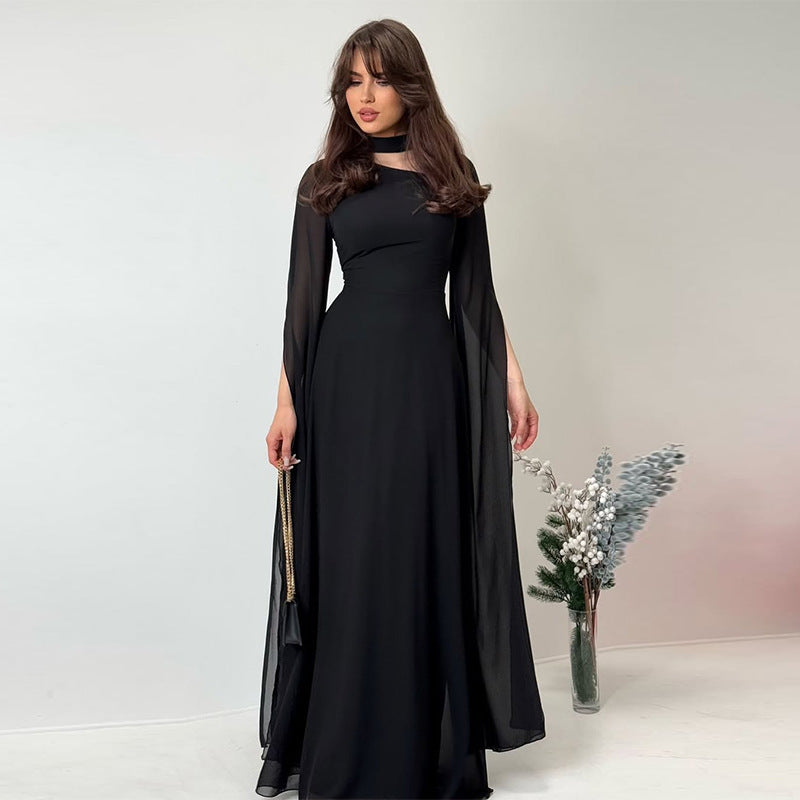 Womens Bat Sleeve Slim Fit Solid Color Dress