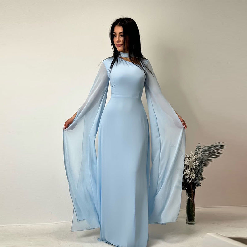 Womens Bat Sleeve Slim Fit Solid Color Dress