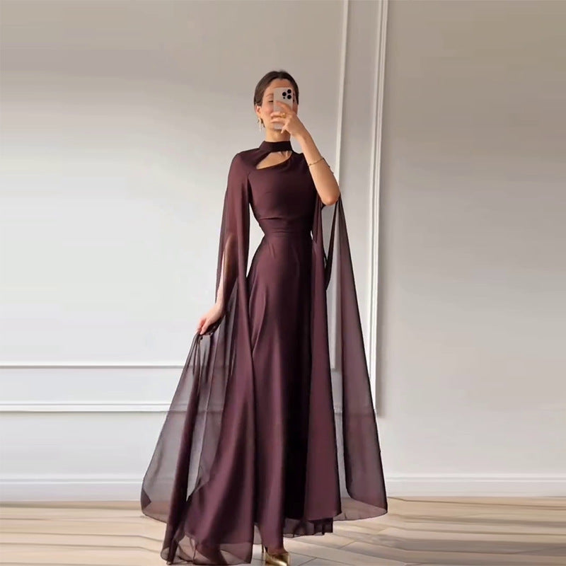 Womens Bat Sleeve Slim Fit Solid Color Dress