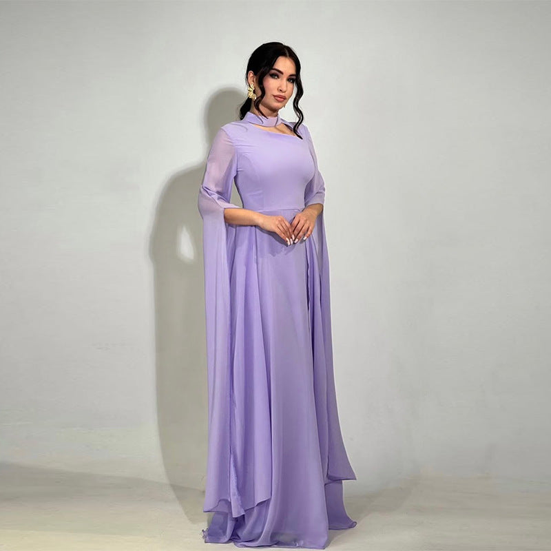 Womens Bat Sleeve Slim Fit Solid Color Dress