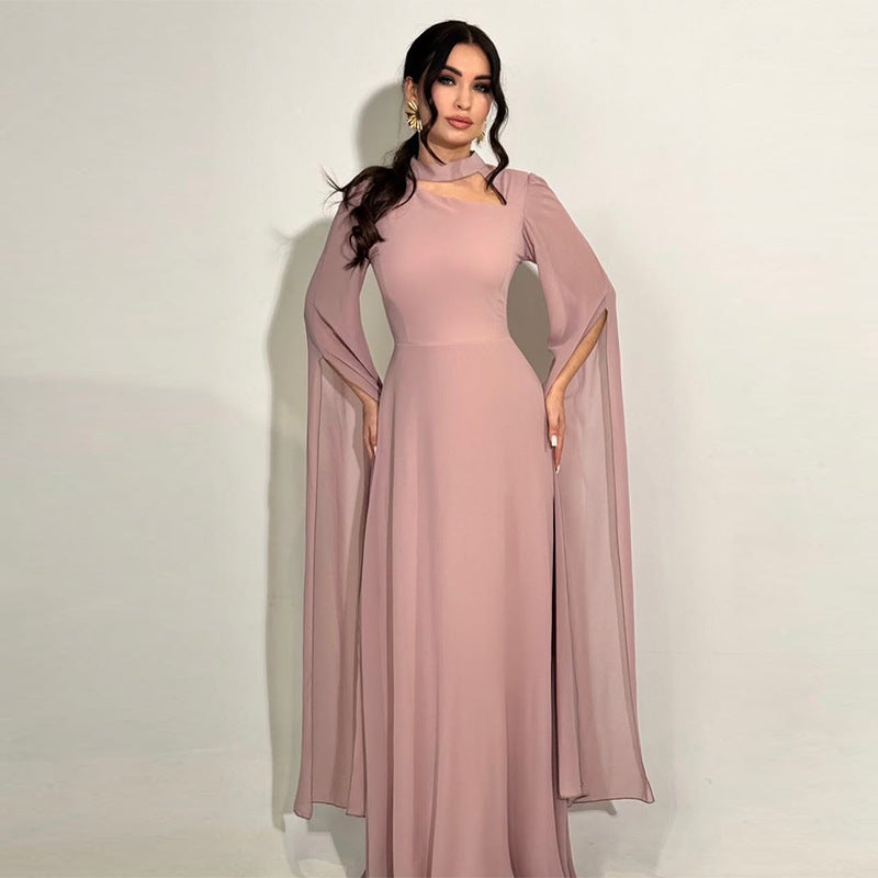Womens Bat Sleeve Slim Fit Solid Color Dress