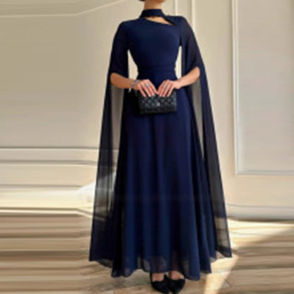 Womens Bat Sleeve Slim Fit Solid Color Dress