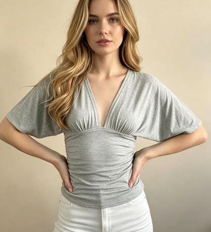 Womens Batwing Sleeve V-Neck T-Shirt