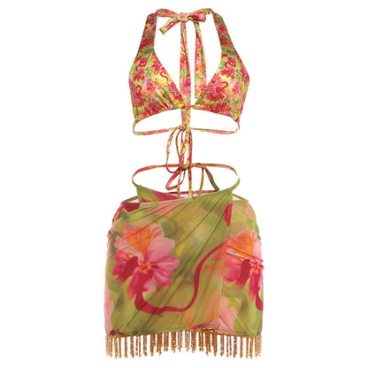 Womens Beaded Halter Crop