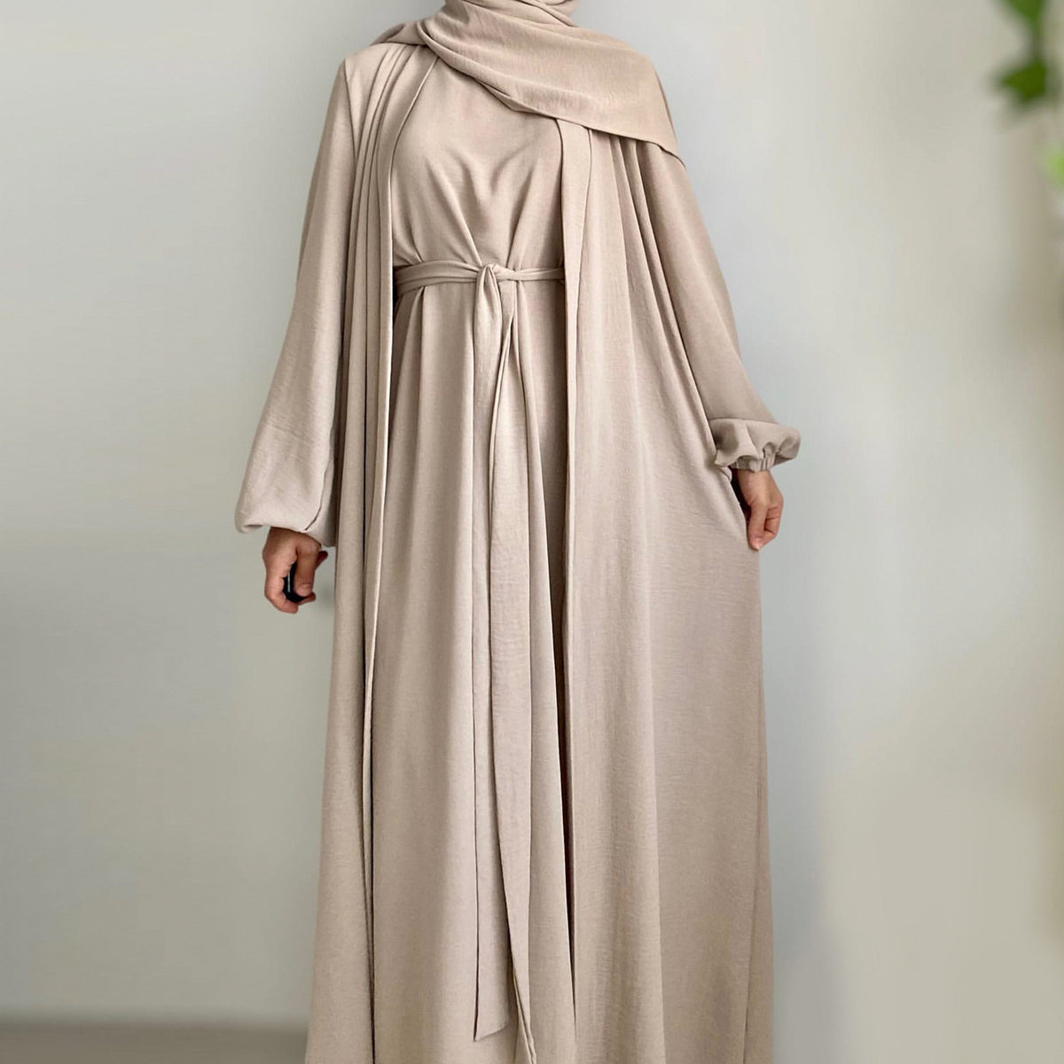 Womens Belted Robe Dress with Shawl