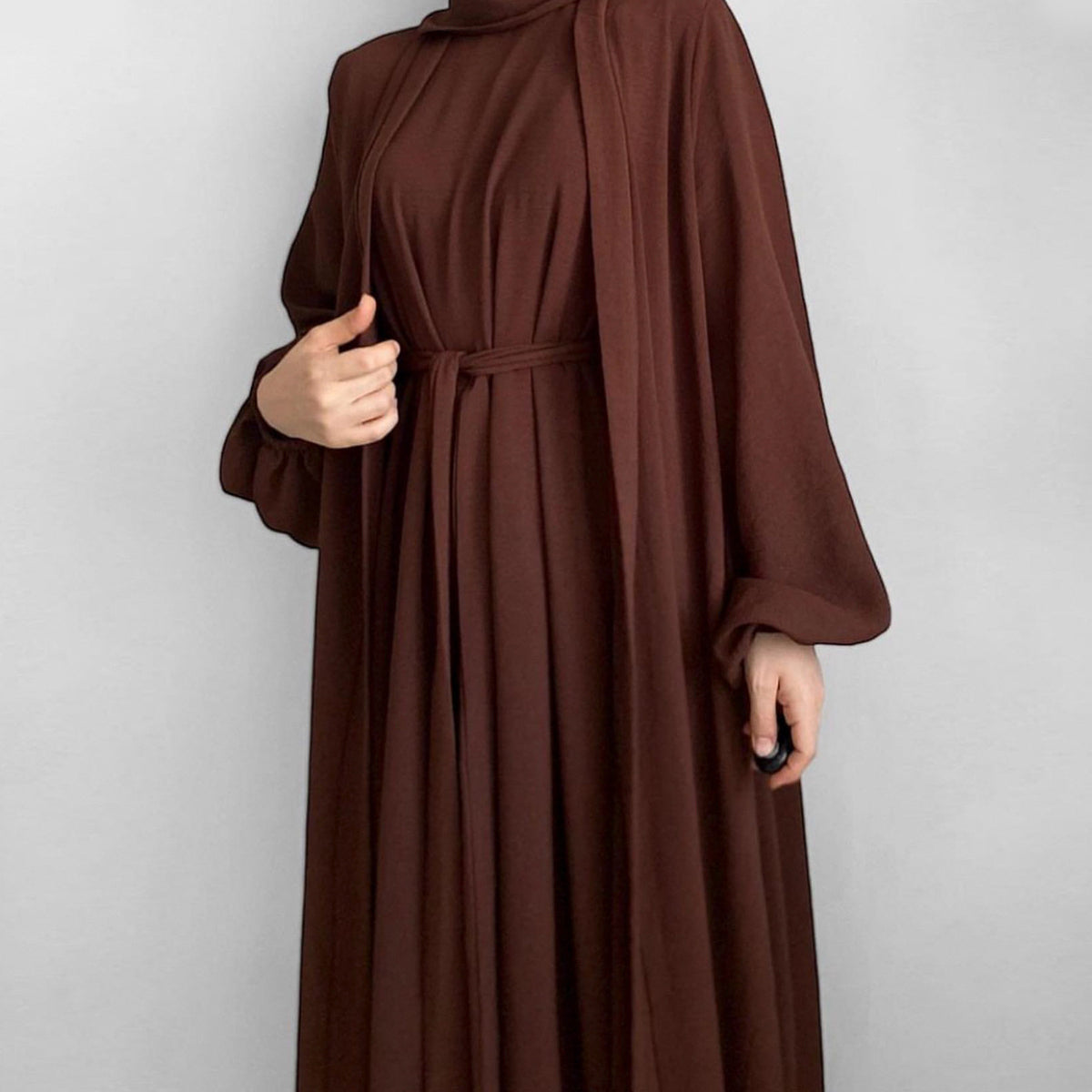 Womens Belted Robe Dress with Shawl