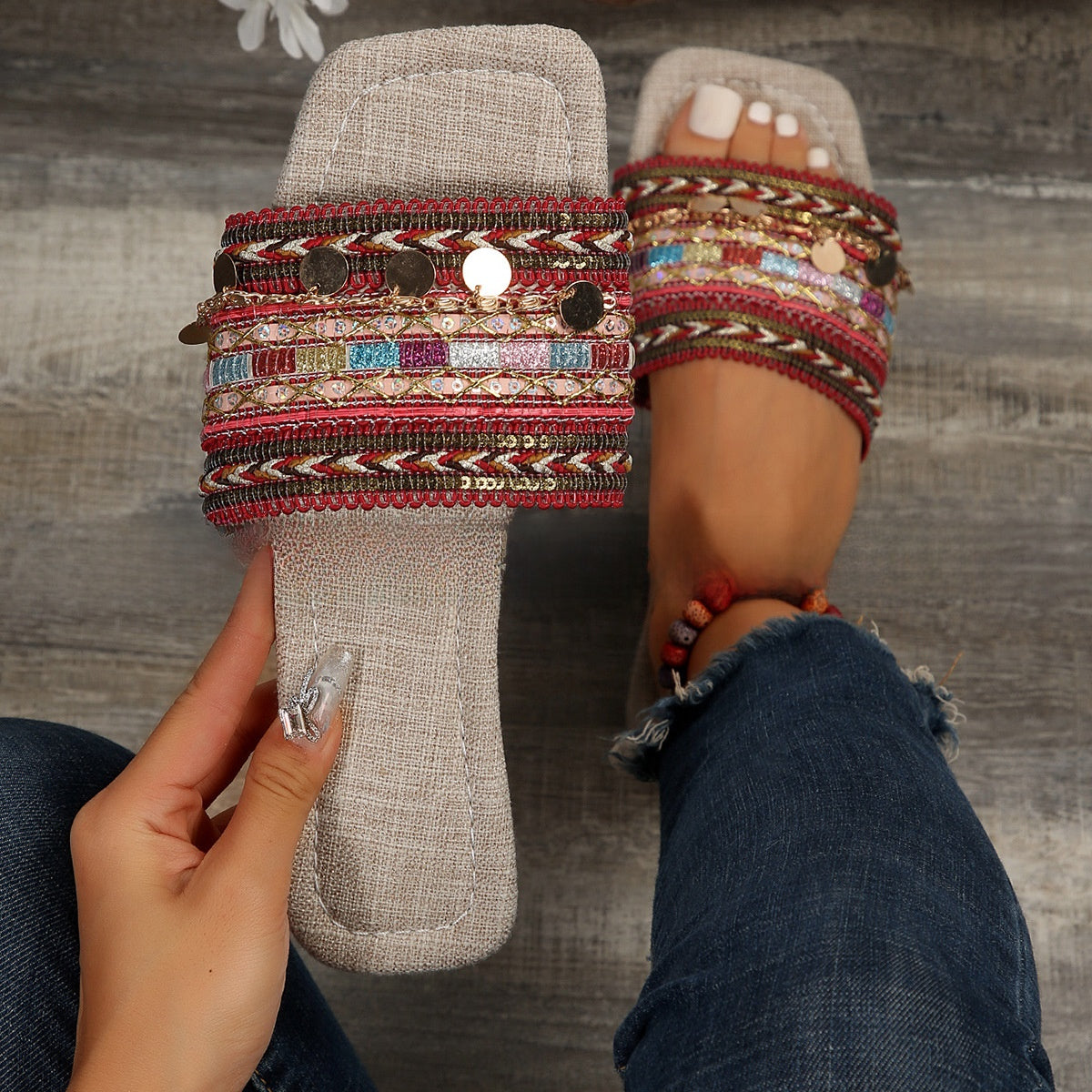 Womens Bohemian Flat Sandals