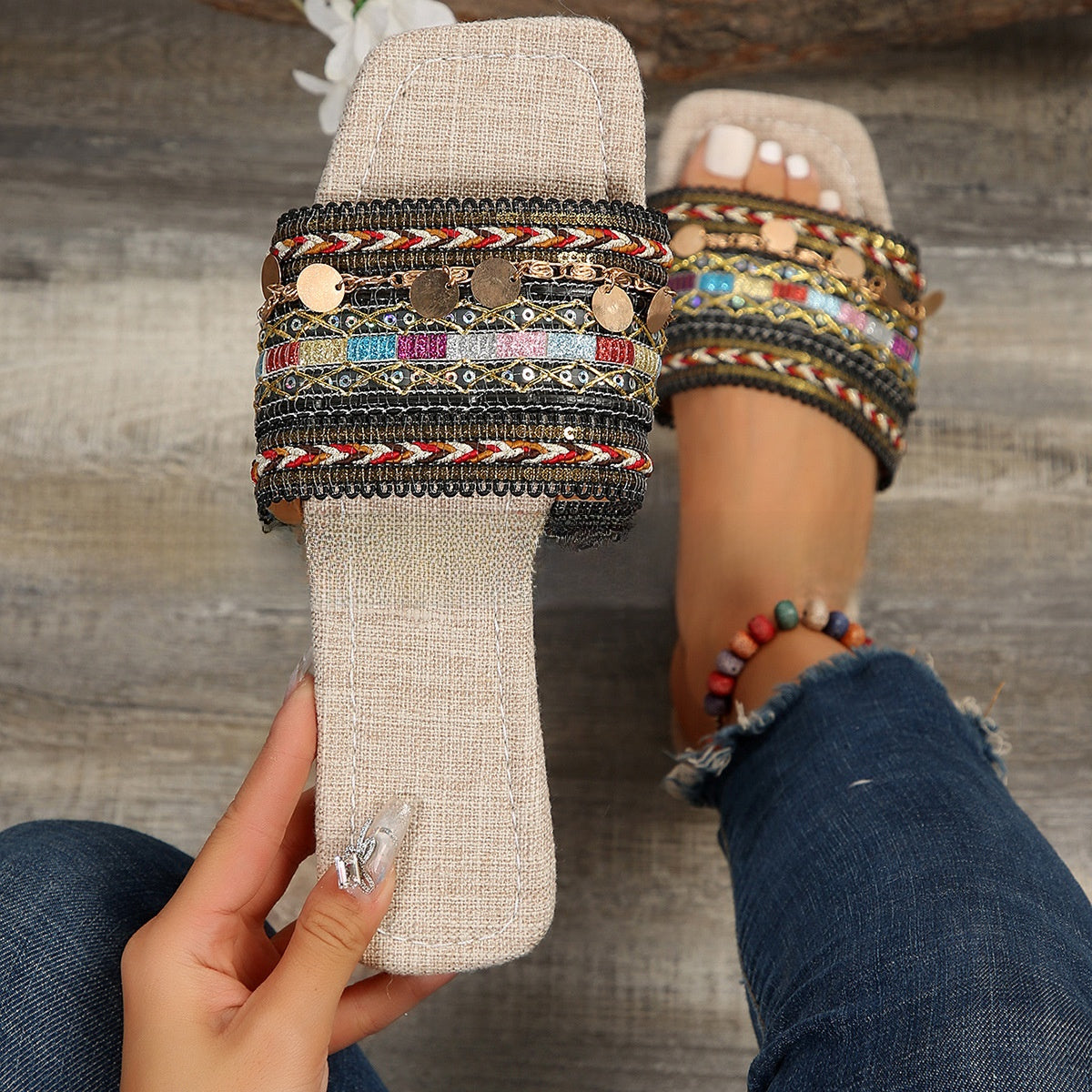 Womens Bohemian Flat Sandals