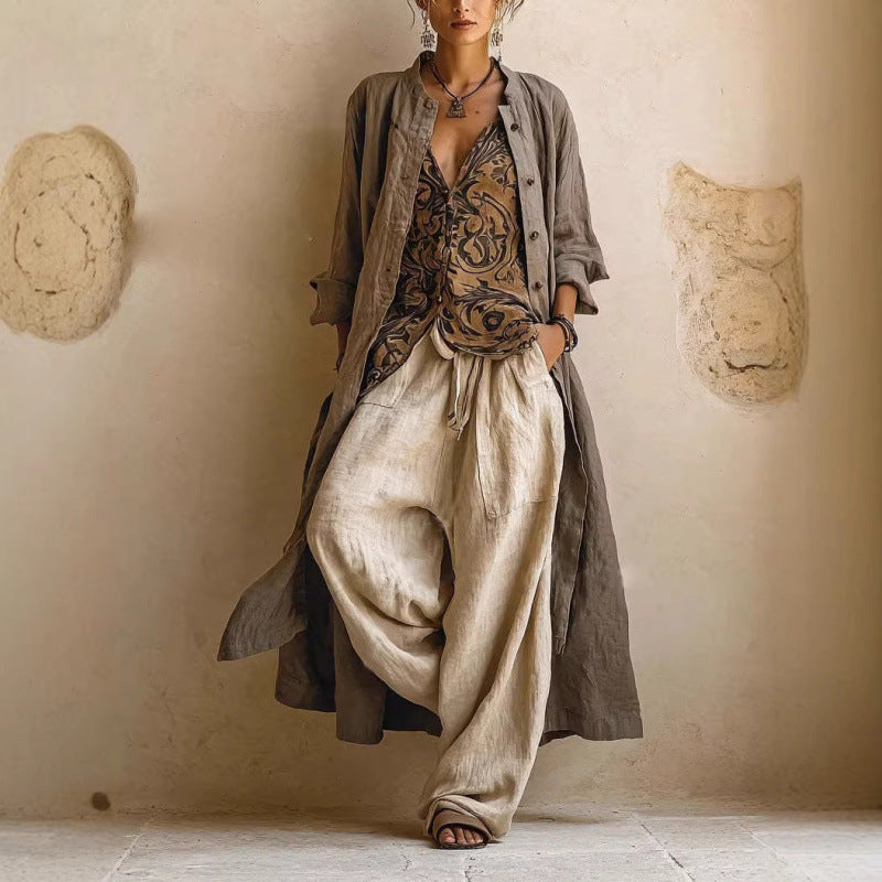 Womens Bohemian Loose Fit Trousers Set