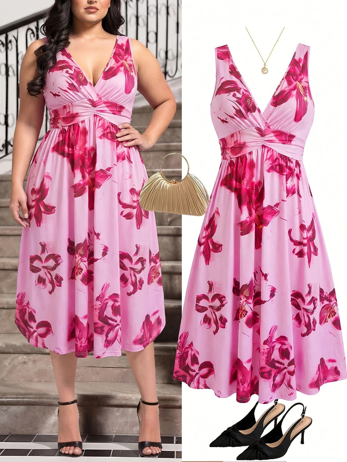Womens Bohemian Print Knit Dress