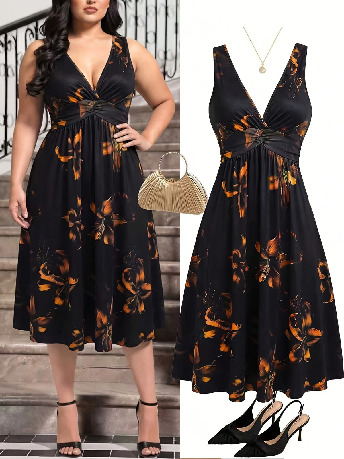 Womens Bohemian Print Knit Dress
