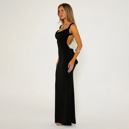 Womens Bow Backless Sheath Dress
