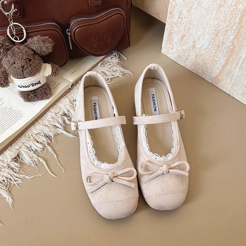 Womens Bow Detail Mary Jane Ballet Flats