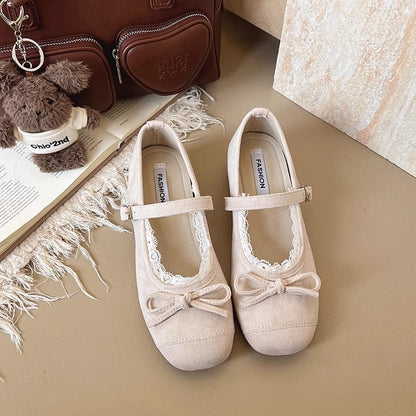 Womens Bow Detail Mary Jane Ballet Flats