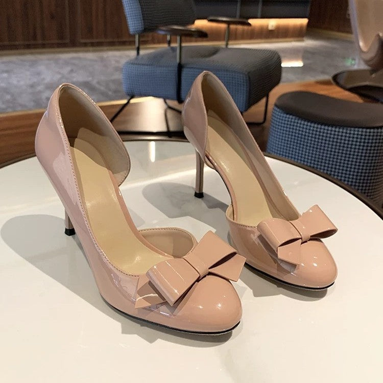 Womens Bowknot Patent Leather Pumps