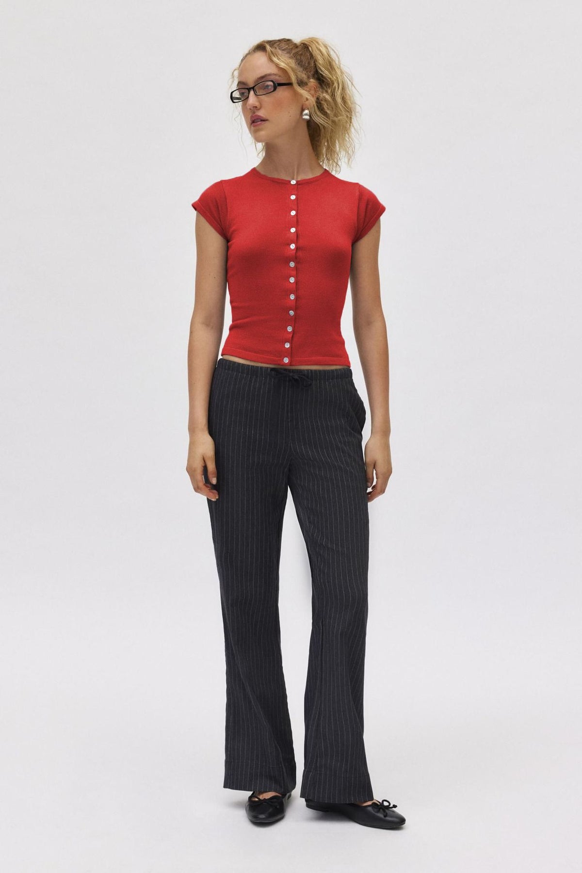 Womens Button-Up Short Sleeve Sweater