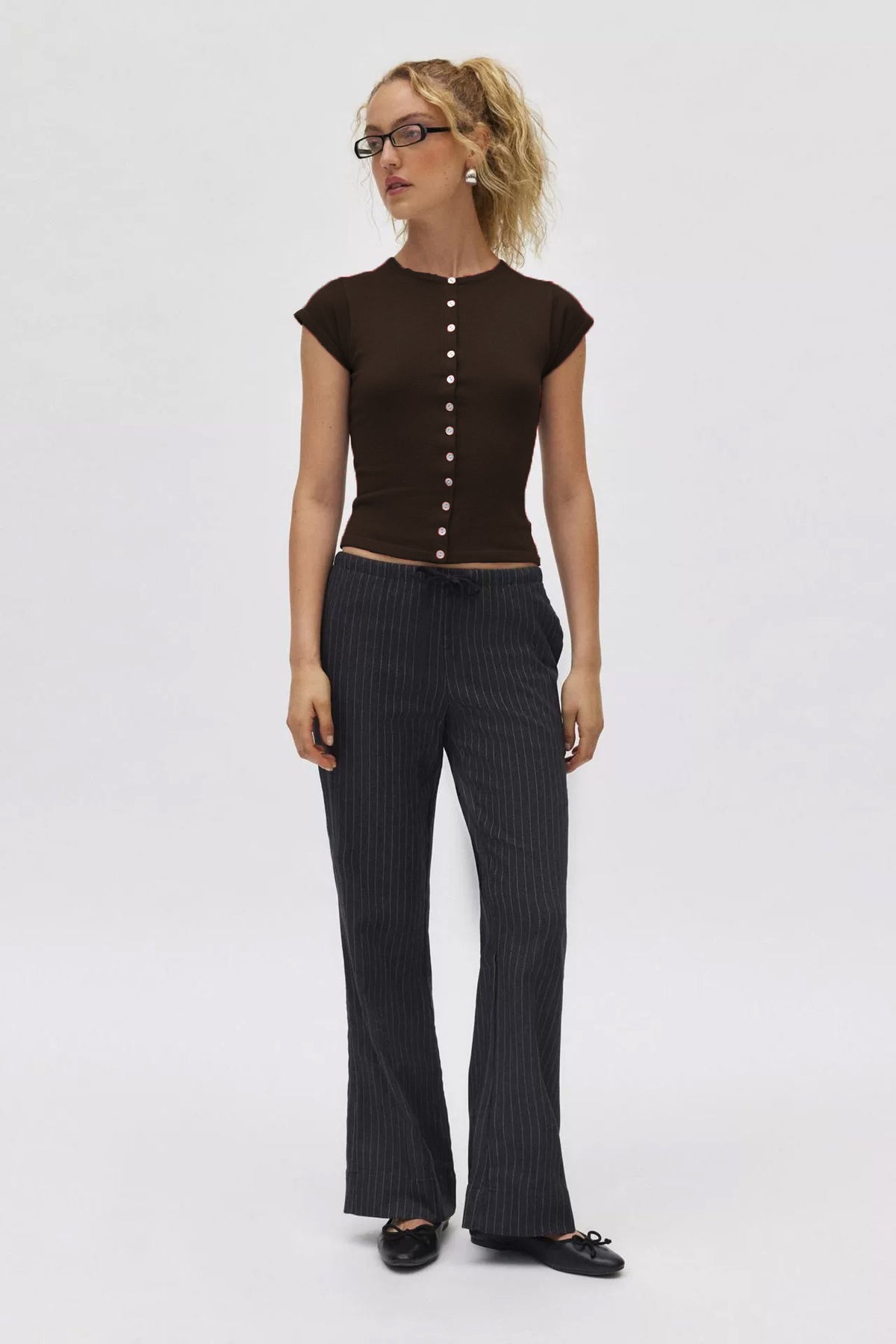 Womens Button-Up Short Sleeve Sweater