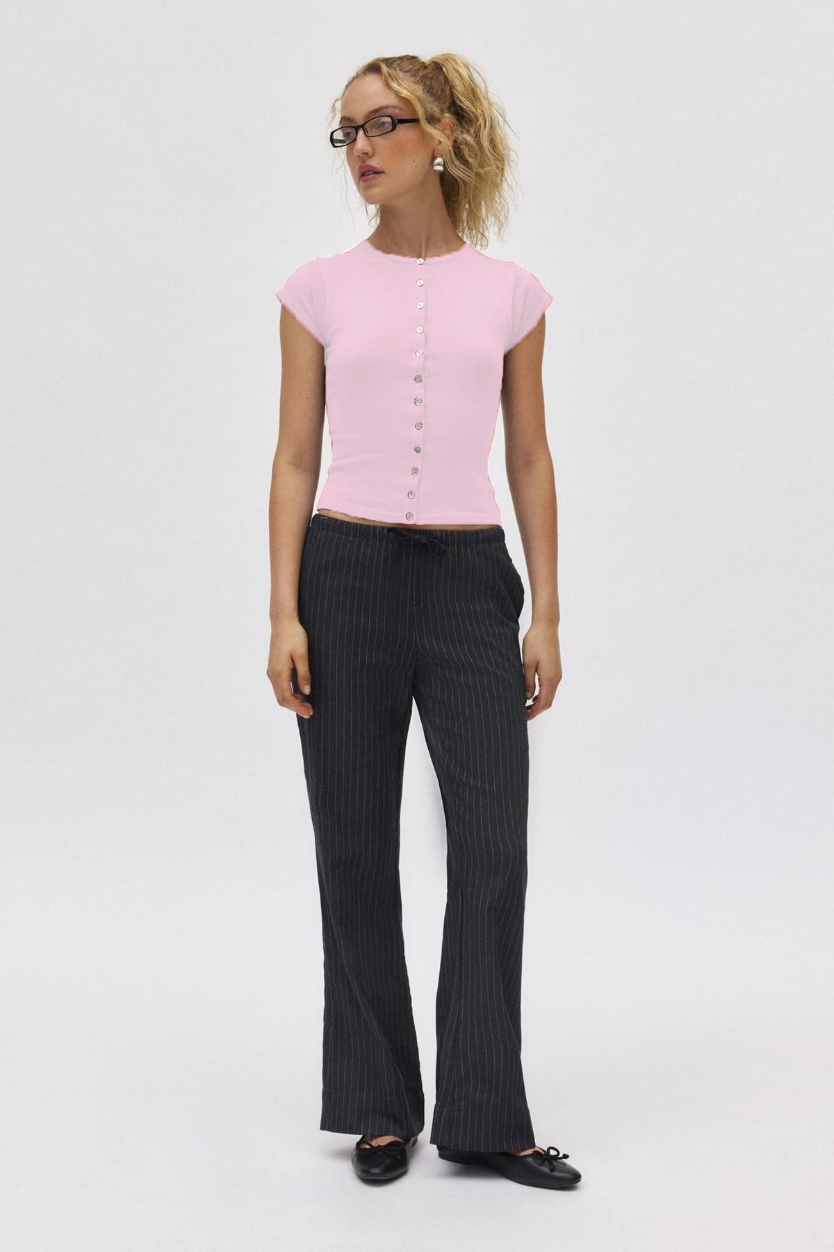 Womens Button-Up Short Sleeve Sweater