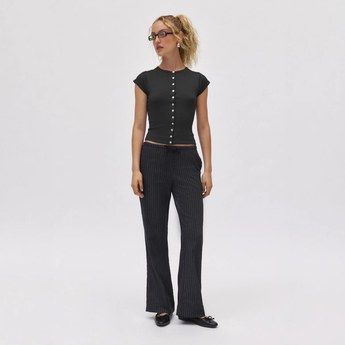 Womens Button-Up Short Sleeve Sweater
