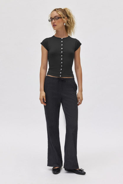Womens Button-Up Short Sleeve Sweater