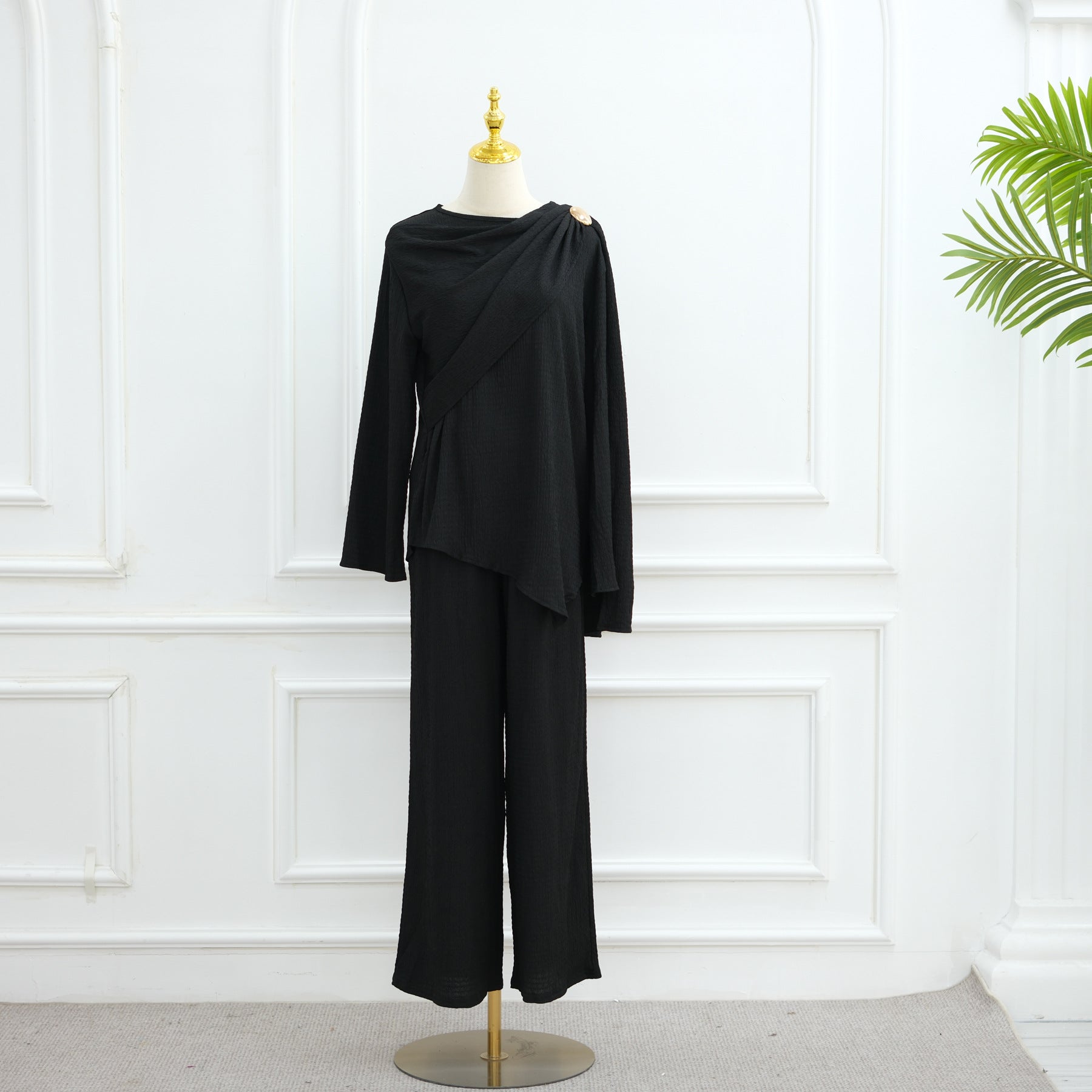 Womens Buttoned Cardigan and Pants Set
