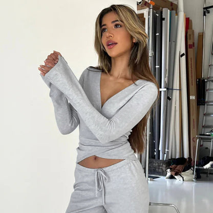 Womens Casual Long Sleeve Top and Pants