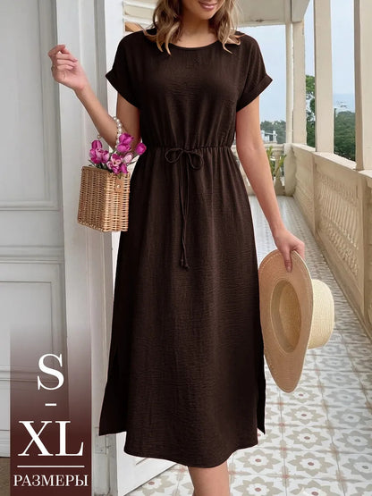 Womens Casual Round Neck Loose Dress
